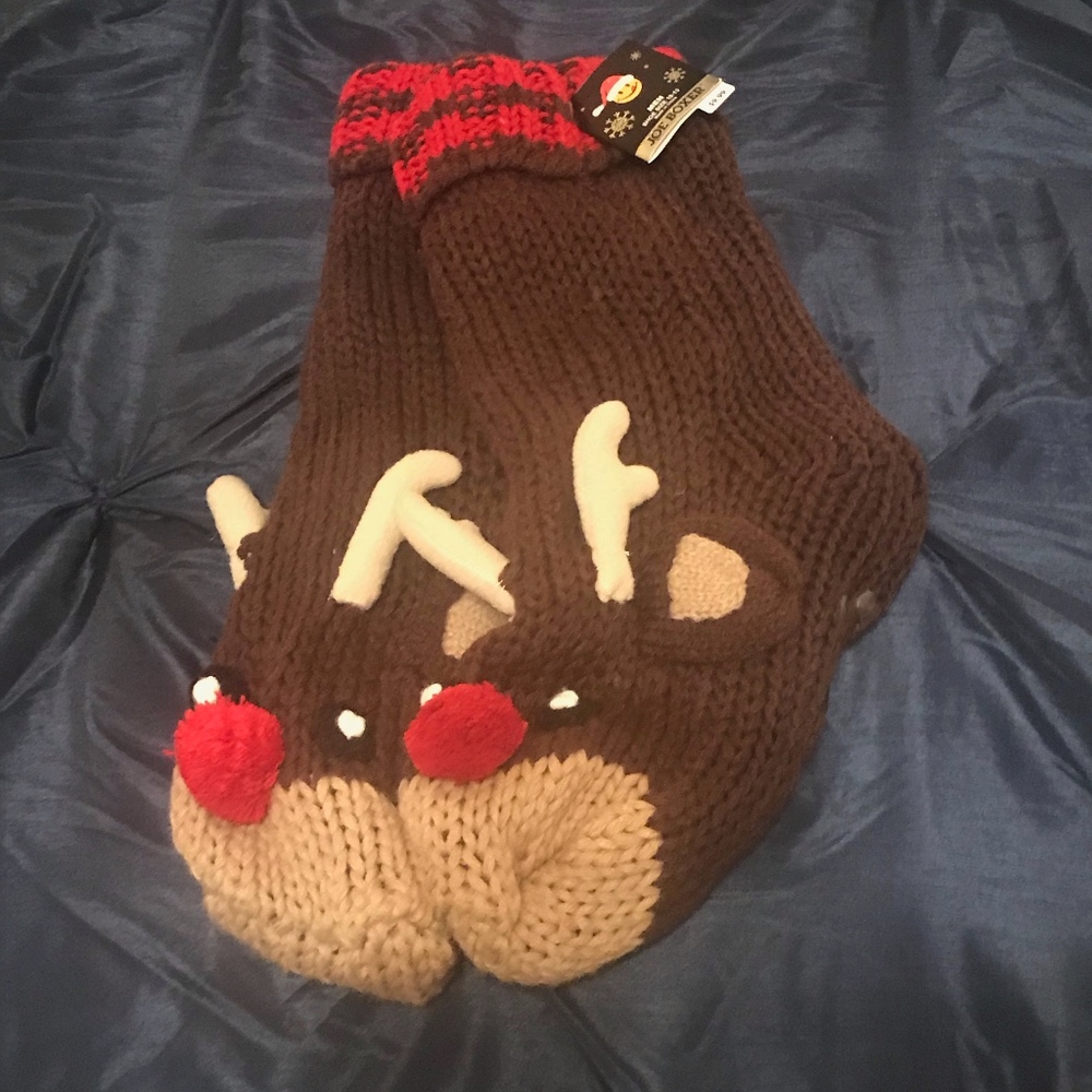 Joe Boxer Reindeer Socks Mns Sz 10-13/Wmns Sz 8-11